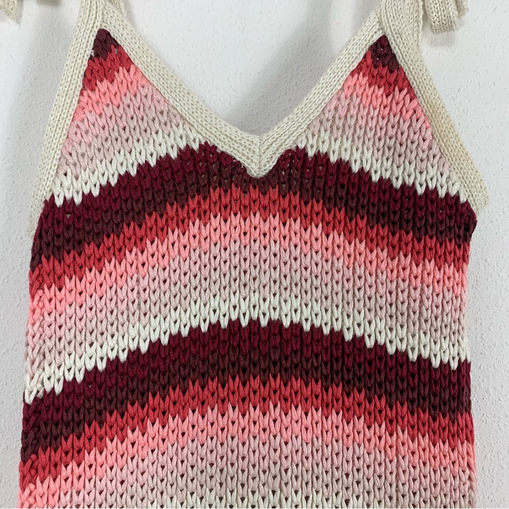 ZARA Striped Knit Midi Dress Red Pink Combo Limited Edition Sz Small - Picture 9 of 13